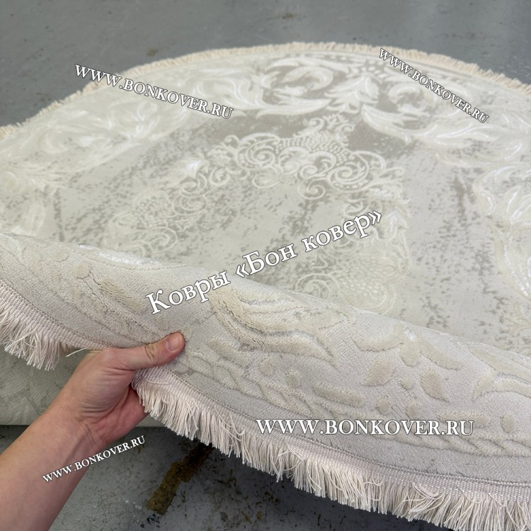 Белый Круглый Ковер Для Гостиной Медальон Дизайн 30533