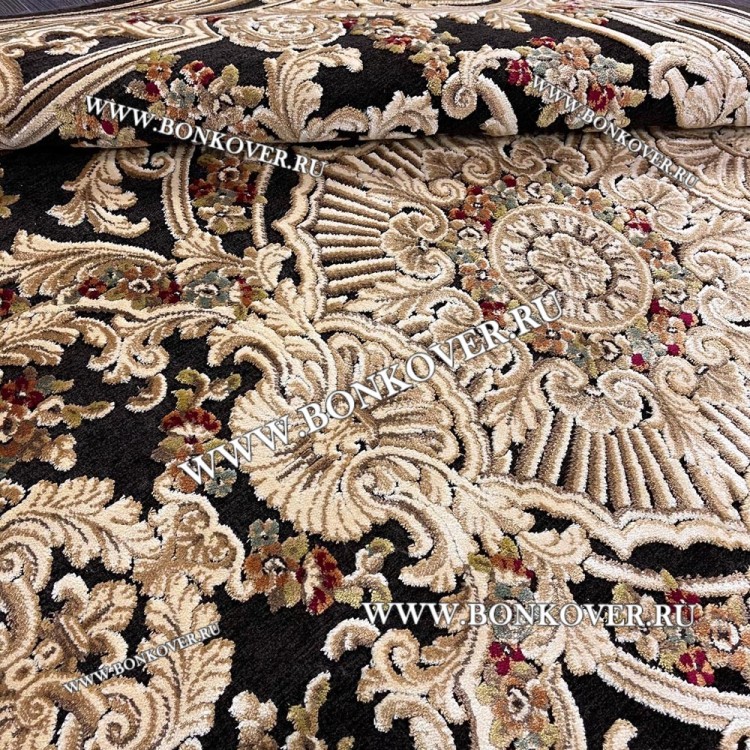 Ковер для Гостиной из Артшелка Дизайн 23 Gold Brown Овал